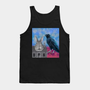 watercolor crow rabbit house Tank Top